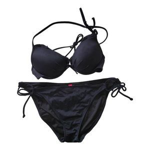Victoria's Secret Black Bikini Top 34B Bottom Large